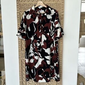Chico’s NEW Bell Sleeve Dress Black Brown and White  Size 8